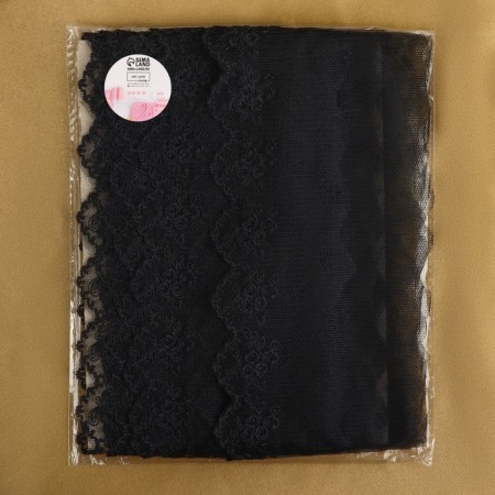 Lace on a grid, 65 mm × 9 ± 0.5 m, black color-2