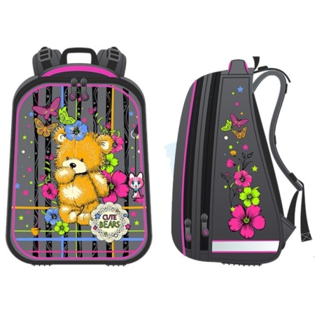 School backpack 36 x 28 x 16 cm, ergonomic back, stavia "bear", gray