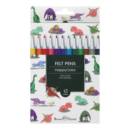 Flomasters 12 colors BrunovisConti Happycolor, mix-6