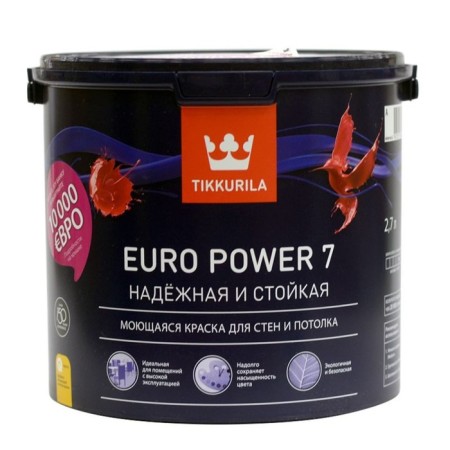 Latex paint for internal work Tikkuril Euro Power 7, Base A, matte 9l