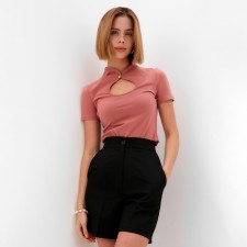 Women's T-shirt Minaku Slim Fit: Puff-Rose Color, Rr. 40
