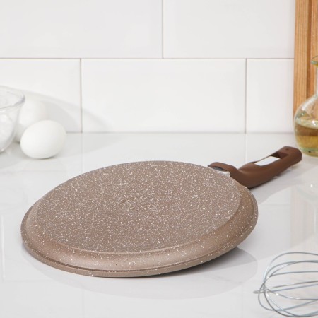 Pancake pan “granite Brown”, D = 24 cm, plastic handle, anti -stick coating, brown color-1