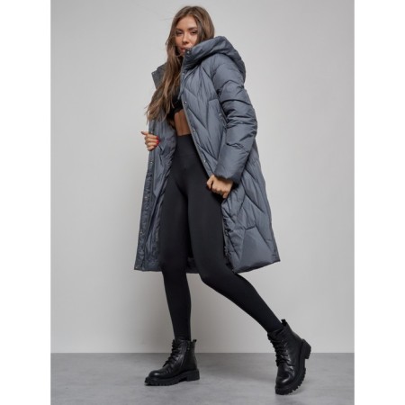 Coat insulated winter female, size 46, dark blue color-12