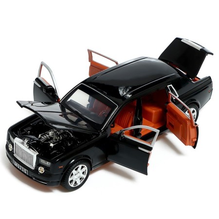 Metal machine "Limousine", 1:24, doors, hood, trunk, black color open-5
