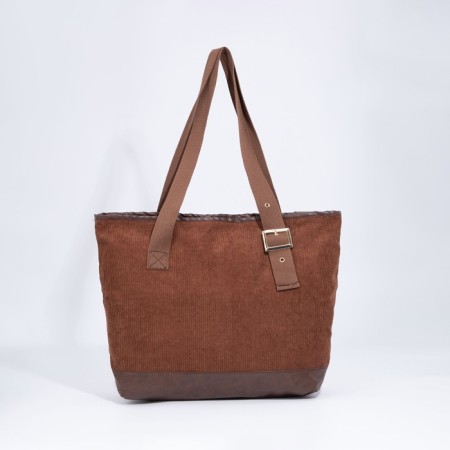 Zipper bag, external pocket, brown color