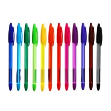 Set of ballpoint pens 12 colors, plain color of the case, in the blister