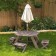 Children's garden furniture, 4 benches, picnic table, umbrella, gray-blue