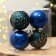New Year's Christmas balls “Happiness!”, For New Year, plastic, D = 6, 4 pcs., Blue color with silver
