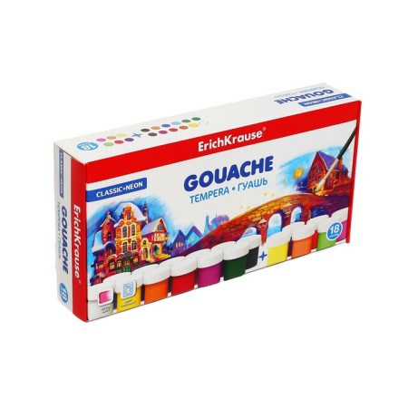 Gouache 18 colors x 20 ml, Erich Krause Classic + Neon-7