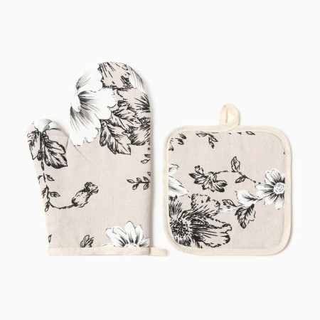 Kitchen set 2 pr. Dilyana "Flowers" Take 17*17cm, mittens-seging 26*16cm, 100%HL-1