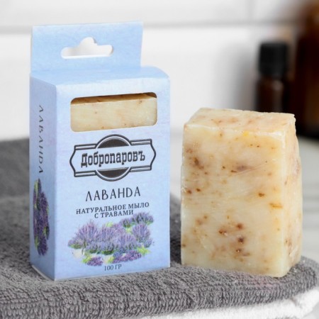 Natural bath soap with herbs in the box "Lavender" 100 g of Dobroparov