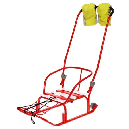 Sled "Timka 3k" with mittens, red color