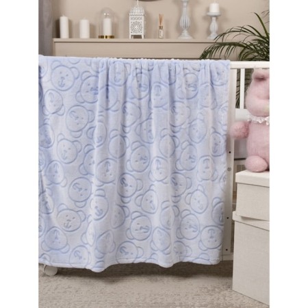 Blanket - a veil of "bears", size 100x118 cm, blue color