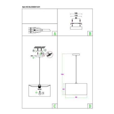 Suspension EVOLUCE. Sle300573-01. Brescia. 1x40 W, E27, 38x38x20 cm, Nickel color-1
