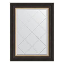 Mirror with engraving in a baguette frame, a black tree with gold 71 mm, 54x71 cm