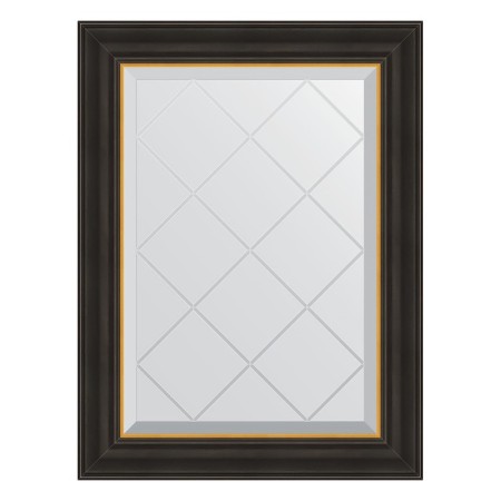 Mirror with engraving in a baguette frame, a black tree with gold 71 mm, 54x71 cm