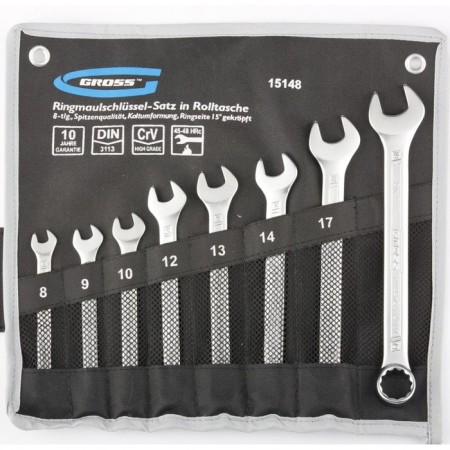 A set of GROSS keys combined 8-19 mm, 8 pcs., CRV, cold stamp