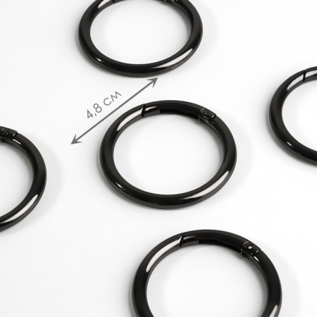 Karabin ring, d = 38/48 mm, thickness - 5 mm, 5 pcs, black nickel color