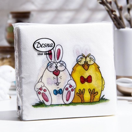 Easter napkins paper Desna Design "Sweet couple", 1 layer, 24x24 cm, 40 pcs