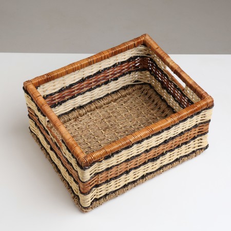 Wicker basket, 39x31x21.5 cm, rattan, jute-1