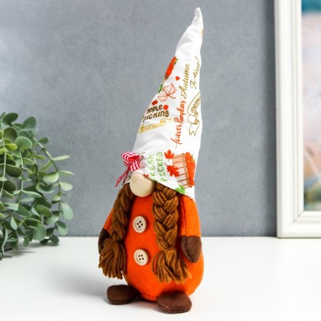 Interior doll "Granny in a cap with pumpkins" 28x7x6 cm-2