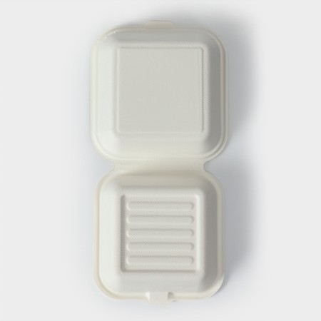 Lunch - boxing, box for bento -trap and burger, 15.2 × 15.2 × 8 cm, sugarcane, 50 pcs/units-5