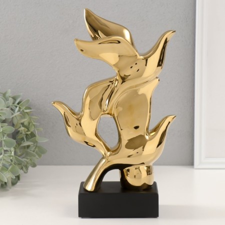 Souvenir ceramics "Three birds" gold 8x17.5x29.5 cm