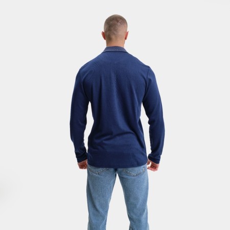 Polo male with long sleeve, dark blue color, size 48 (l)-3