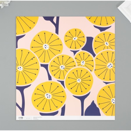 Scrapbooking paper "Yellow flowers" density 180 grams set 5 pcs 30.5x32 cm-1
