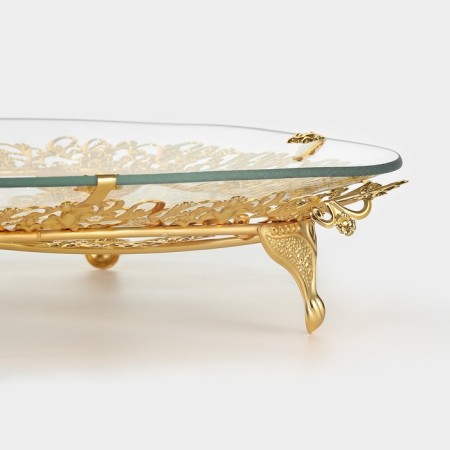 2-tier stand for desserts and fruits, d = 29/20 cm, h = 40 cm, golden color of gold-4