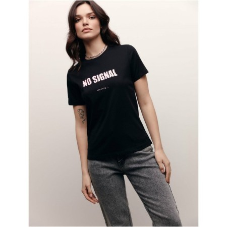 Female T -shirt, size XS, black color, blue-2