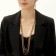 Set 2 objects: earrings, necklace "ice" pigtail, color gold, 80 cm