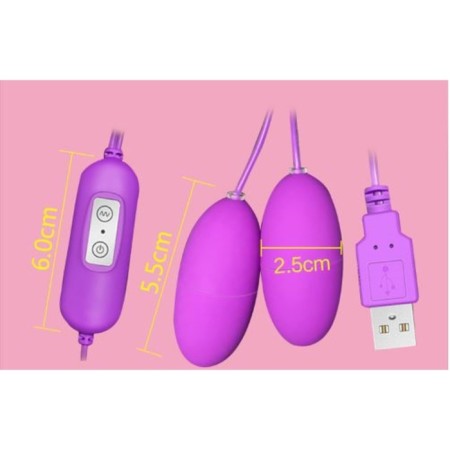 Vibroyatsa Oka-Khpoki, 2 pcs, 12 modes, PU, ​​ZU USB, 2.5 x 5.5 cm, purple-5