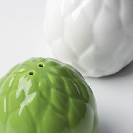 List and Solonka from ceramics "Artichoke", white and green 6 x 6.5 cm, white-green color-3