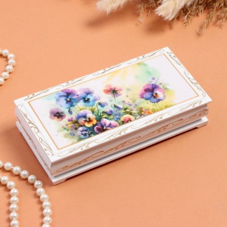 The casket "Anyutin Eyes Watercolor", white, 8.5 × 17 cm, lacquer miniature
