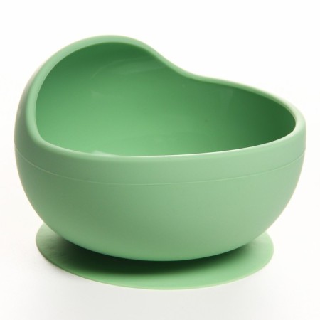 Baby plate on a suction cup, silicone, green color-1