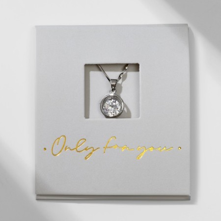 Pendant "Melody", white color in silver, 45 cm-3