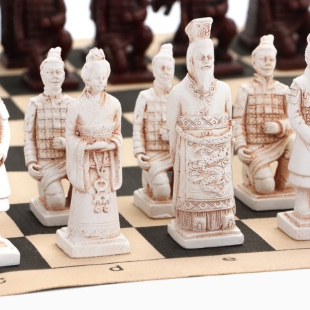 Chess desktop souvenir "terracotta army" 43x43 cm, King H-9.5 cm, pawn H-7.5 cm-8