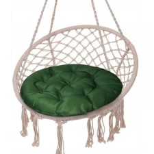 The pillow is round on the armchair waterproof D60 cm, the color is bright green, Greta is 20%, polyester 80%