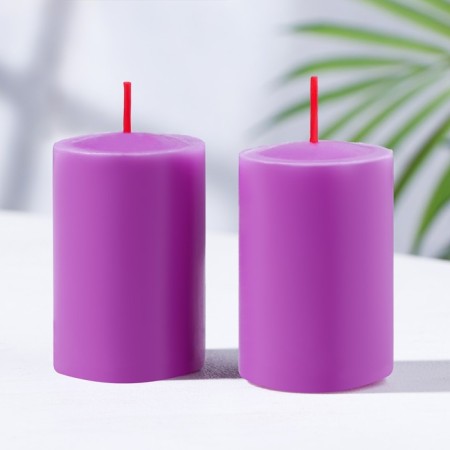 Set of candles-stolbiks 2 pcs, 4x6 cm, violet
