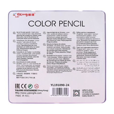 Pencils 24 colors, in metal pencil case, triangular, wooden, landscape mix-9