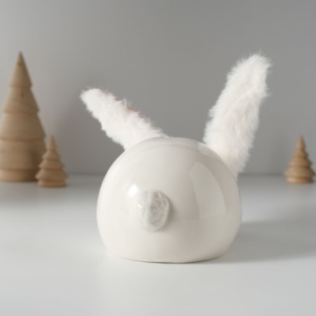 Pig a piggy bank Ceramics "Blood rabbit with soft ears" 8.8x13.2x7 cm-3