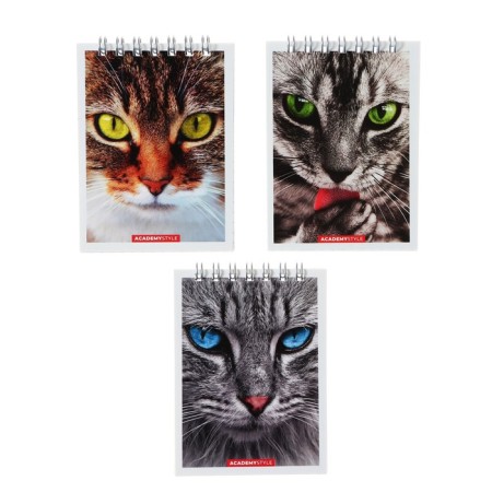 Notepad A7 40 sheets in a cage on the crest "Cats", Cardboard Cover, VD-LK, MIX