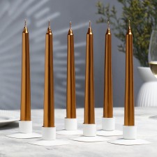 A set of antique candles, 1.9x 20 cm, 6 pieces, coffee-gold metallic