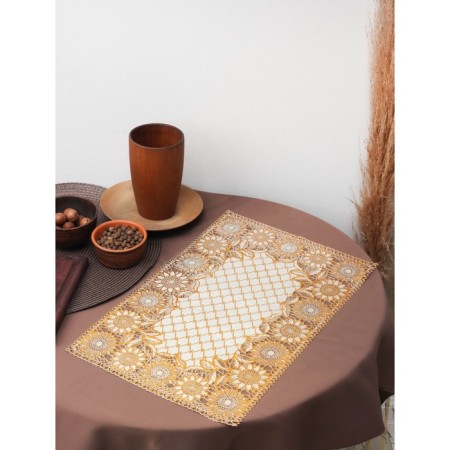 Openwork napkin for the PVC Sunflower PVC table, 45 × 30 cm, gold color-6