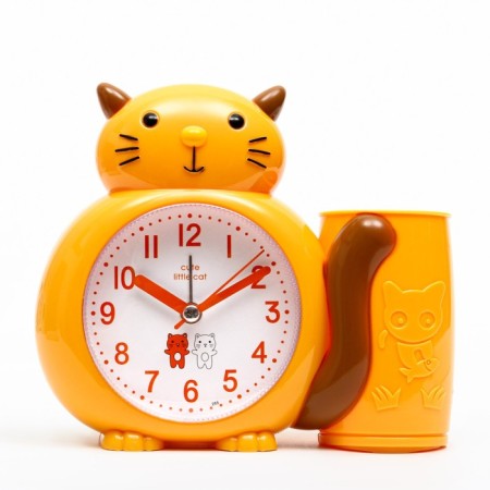 Clock - organizer with an alarm clock "Cat", discrete move, D -8 cm, 15.8 x 13.5 cm, aa-1