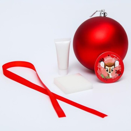 Set for creativity: New Year's ball with a print of the beembi handle, red-1