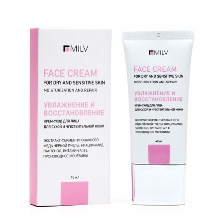 Cream-cream for dry and sensitive skin of MILV moisturizing and recovery, 40 ml