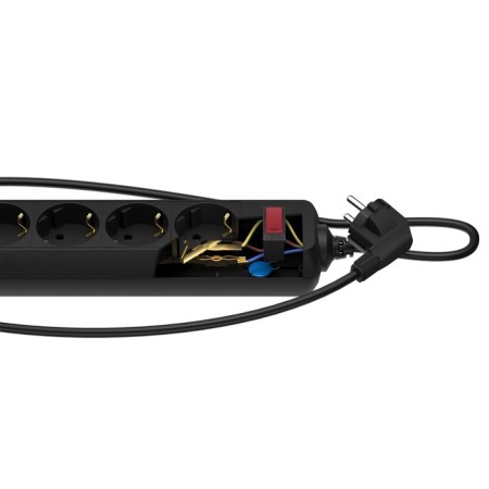 Network filter "Photon" SP 10-25ES, 2 m, 5 outlets, 10 A, with an off, with salary, black-2