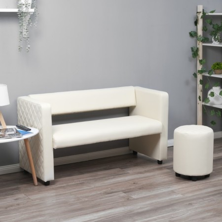 Puff "Yokki", eco -leather cream-1